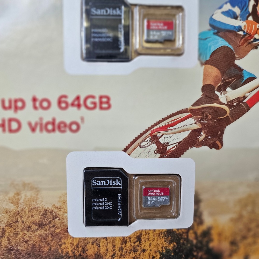 SanDisk Ultra PLUS 64GB microSDXC UHS-I Card 2-Pack with SD Adapters 100MB/s A1 - Picture 2 of 8